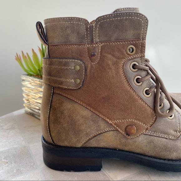 NWOT POLAR FOX BROWN ANKLE COMBAT BOOTS BOOTIES - Picture 6 of 15